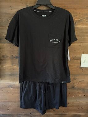 Rest & Relax Black Pocket Short Pajama Set - Women's